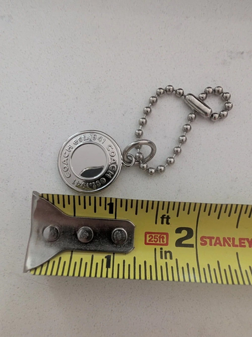 Coach Est. 1941 Round Silver Metal Hangtag Bag Charm Rare Replacement Tag